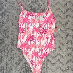 Shade & Shore Women’s Size XL/16 Pink and White Tropical One Piece  Swimsuit-New
